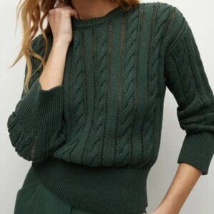 Veronica Beard Eleanor Cable-knit Sweater In Green, size XS